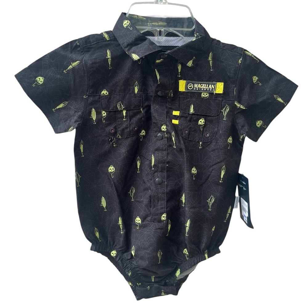 Magellan Outdoors Infant Laguna Madre Halloween Black Romper Bodysuit 12-18M New